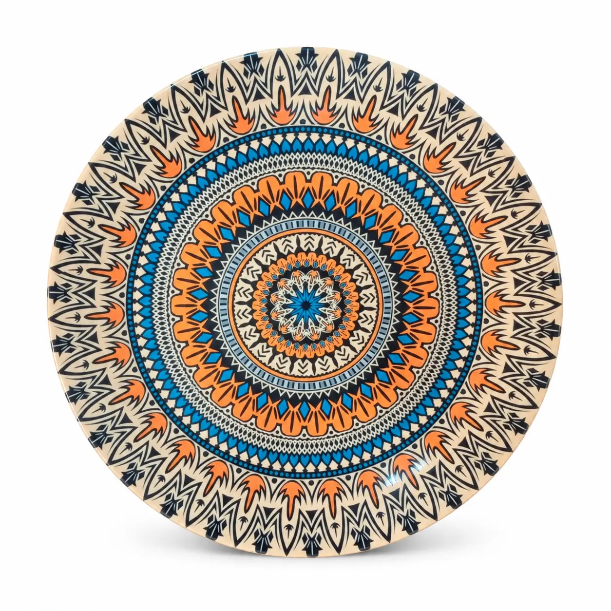Intricate Blue and Orange Mandala Plate QTR Plate - Small 7" Plate - Image 1