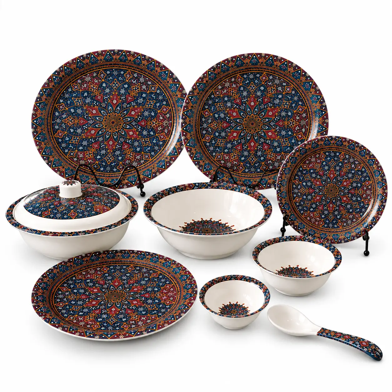 Intricate Indigo Mandala Dinnerware Set Persian Jewel Dinner Set - Image 1