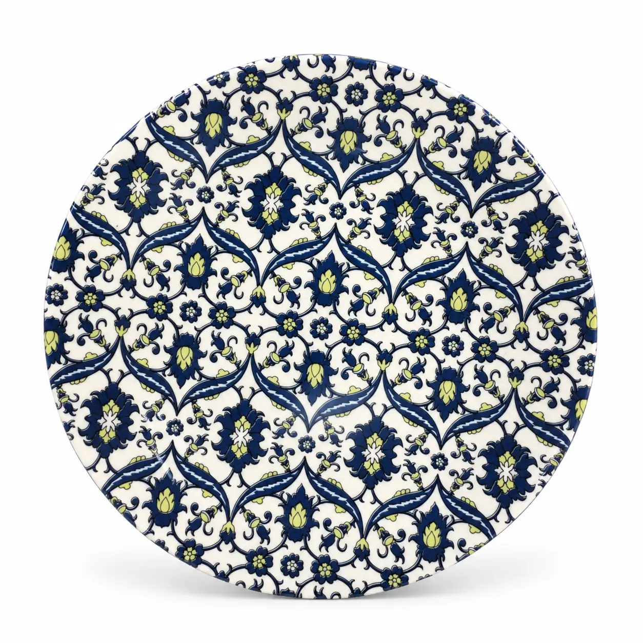 Ornate Blue and Ivory Floral Plate QTR Plate - Small 7" Plate - Image 1