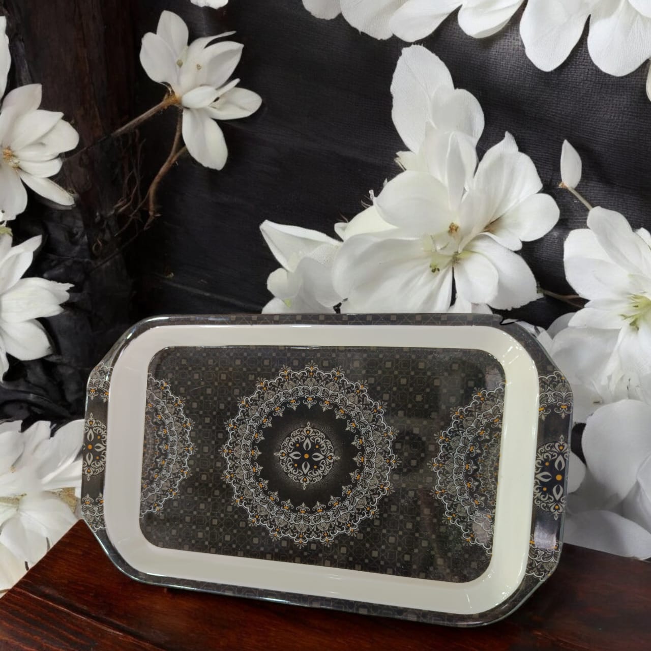 Melamine Trays (Black & Grey Design)