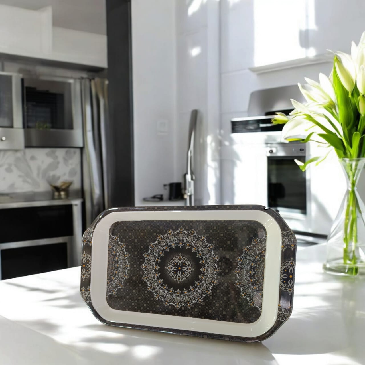 Melamine Trays (Black & Grey Design)