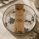 ROUND TRAY (BLACK & WHITE DAISY)