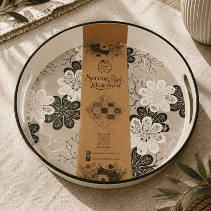 ROUND TRAY (BLACK & WHITE DAISY)