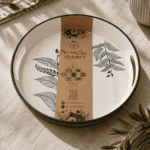 ROUND TRAY (BLACK & WHITE LEAF)