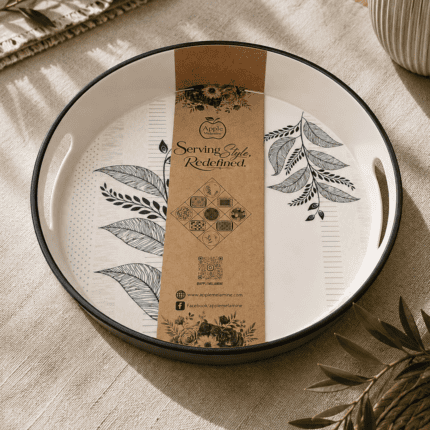 ROUND TRAY (BLACK & WHITE LEAF)