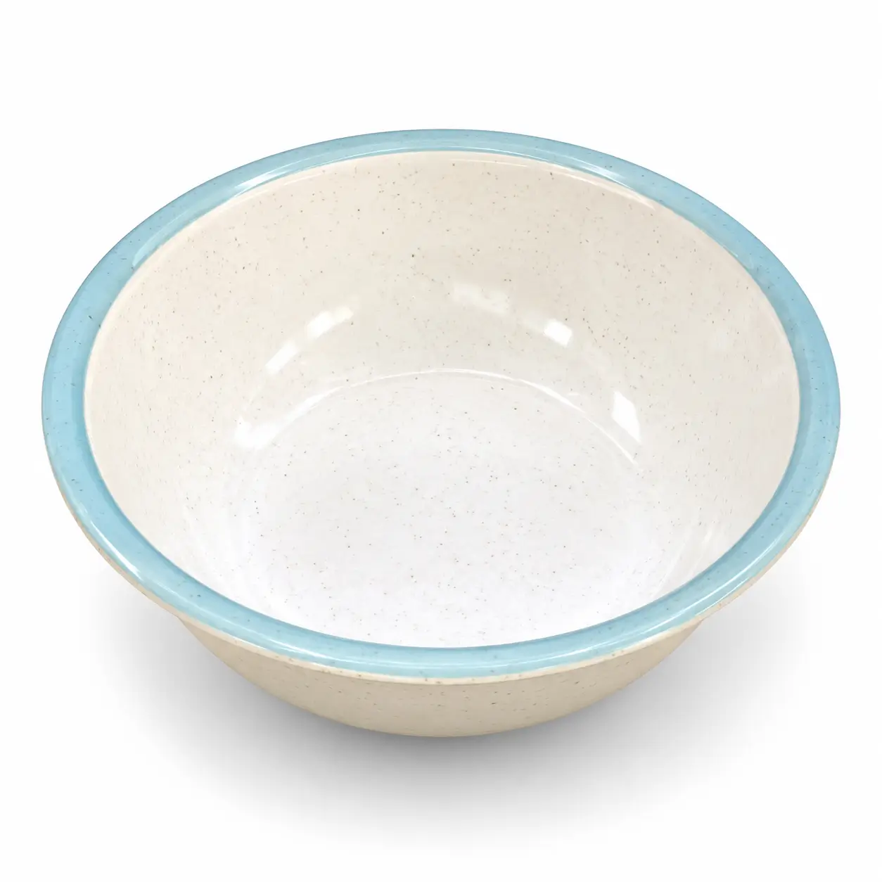Speckled Ceramic Bowl with Aqua Rim Slate And Salt Large Piali - Image 1